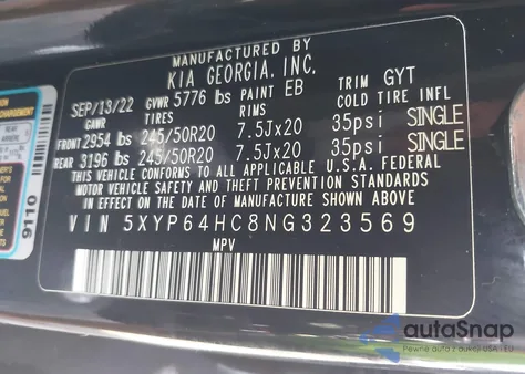 2022 Kia Telluride S из США, поврежденный, VIN 5XYP64HC8NG323569